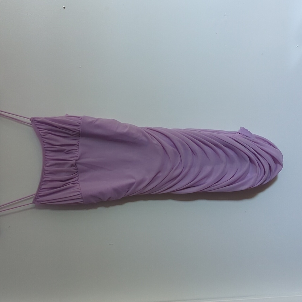Purple dress, ruched sides